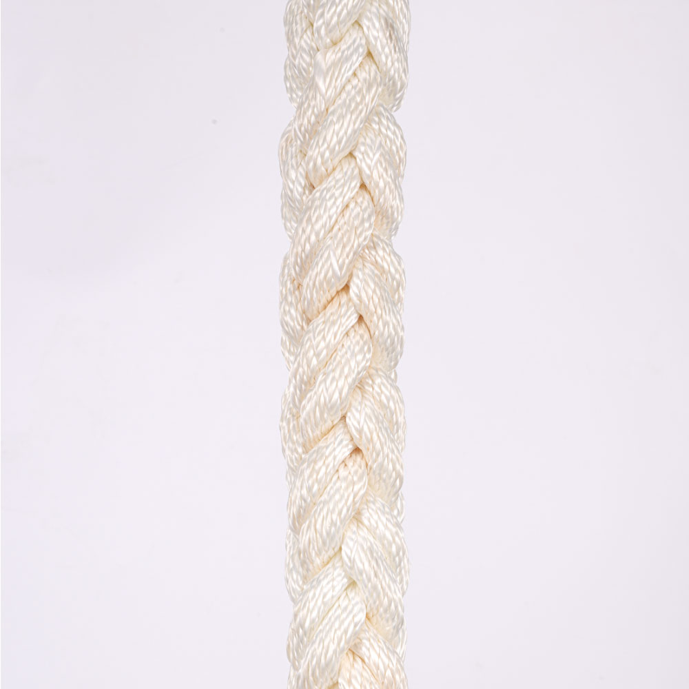 China 60mm Size 8 Strand Nylon Mooring Tail Multi White Color Marine Rope  factory and manufacturers