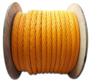 Yellow Color High Breaking Strength 20mmx220m 12 Strand uhmwpe rope With Spliced Loop at Each End