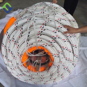 Double Braided Marine Polyester Covered UHMWPE 12 Strand Braided Mooring Towing Rope 30mm
