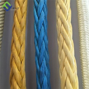 Yellow Color With LR Certificate 12 Strand UHMWPE Rope With Splice Eyes Both Ends