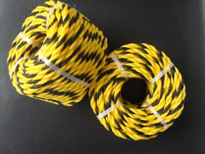 3 Strand PP Twisted Tiger Rope Twisted Rope پيلي سان ڪارو رنگ