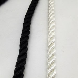 12mmx220m 3 Strand Twisted Polyester Marine Rope In Black Color/ White Color
