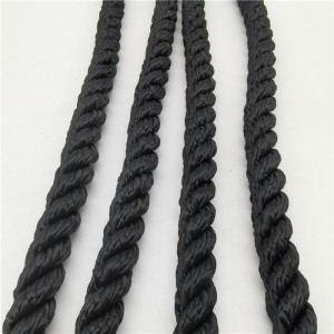 16mmx220m 3 Strand Black Color Twisted Polyester Marine Rope Hot Sale