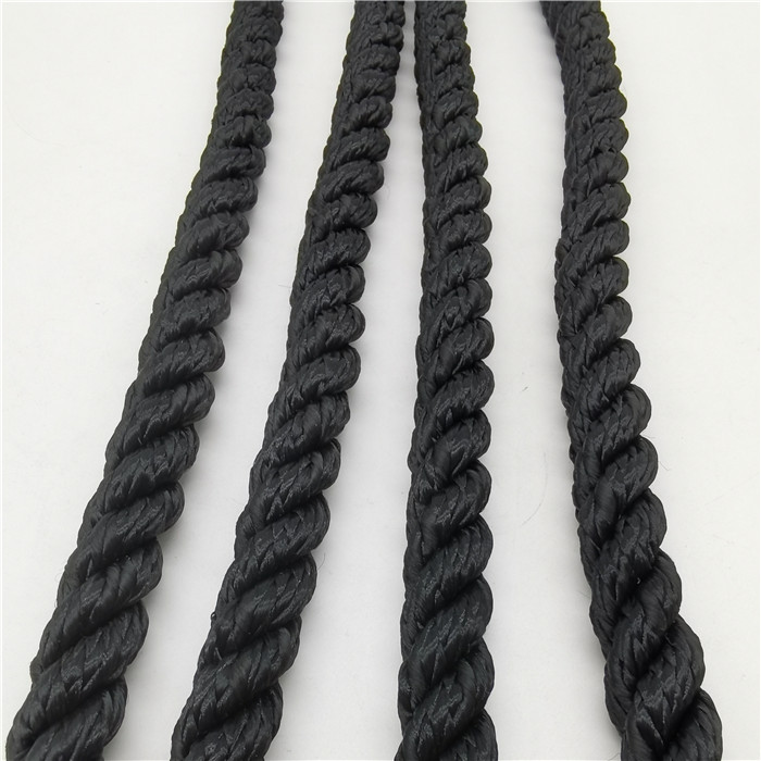 High reputation Nylon Rope With Steel Core For Playground - Marine Polyester Black Color 3 Strand Polyester Rope 12mm/16mm Made in Florescence – Florescence
