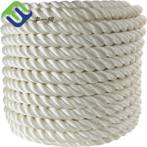 6mm 10mm nylon rope in white color 3 strand twist marine rope