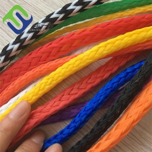 Colored 3mm 4mm 5mm 6mm 8 strand hollow braid PE rope for decoration