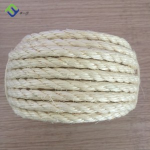 طناب کنفی سیزال سفید تابیده شده 6 میلی متری 3 رشته طبیعی