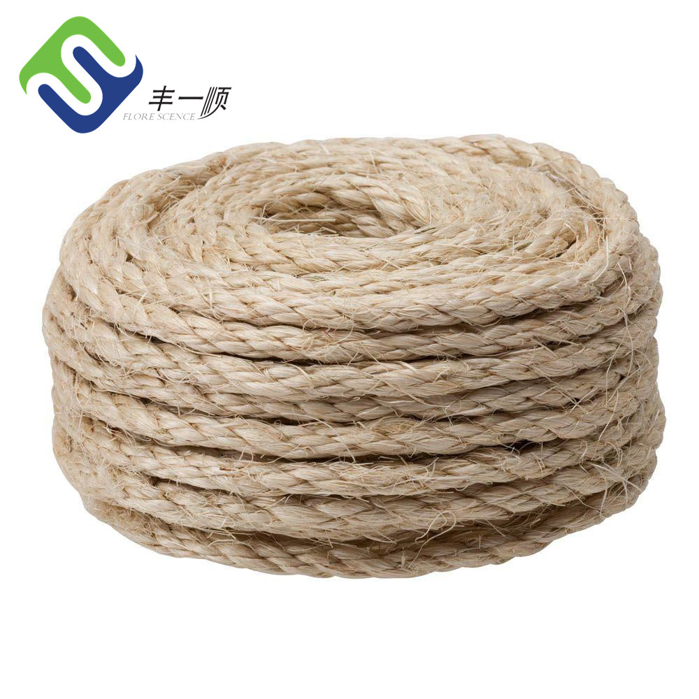 Chinese wholesale Pp Multifilament Diamond Braid Rope - 6mm 100% 3 strand Natural Eco-friendly Twisted Sisal Rope  – Florescence