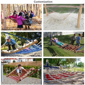 Rede de corda combinada de poliéster de 4 fios 2*1,2 m para playground infantil ao ar livre