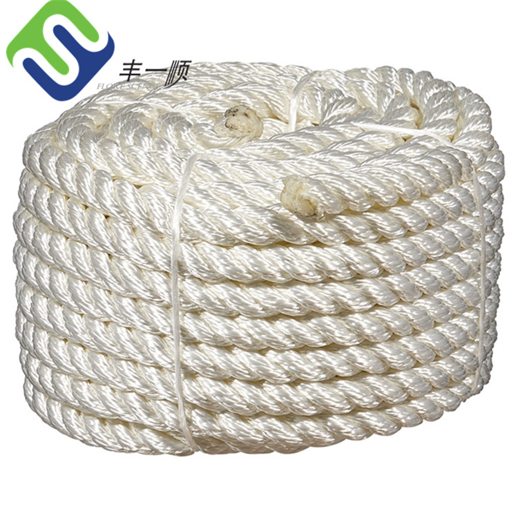 12mm twist mooring ropes 3 strand white color nylon rope price Featured Image