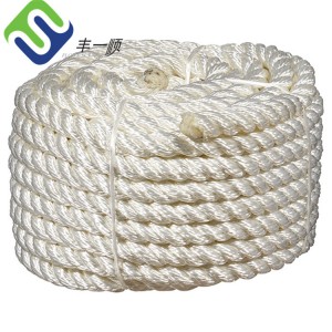Најлонско јаже од 6 мм 10 мм во бела боја морско јаже со 3 жици