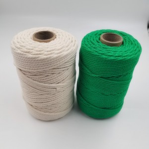 100% 3 strand twist cotton rope natural cotton cord for decoration