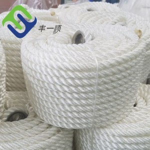 White PP Polyester Nylon 3 strand twisted fishing rope