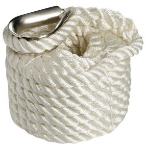 White Color 16mm/18mm 3 Strand Hard Twisted Polyester Rope For Marine Ship