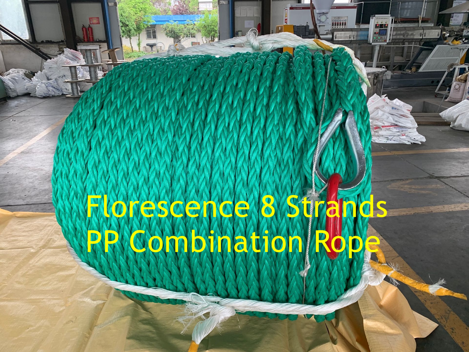 44mmx50mm Green Color Deep Sea Marine Cable Laying Ship Used PP Combination Rope Featured Image