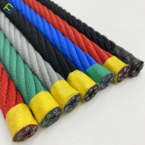 6 Strand Polyester හෝ Polypropylene Fiber Playground Combination Rope 16mm