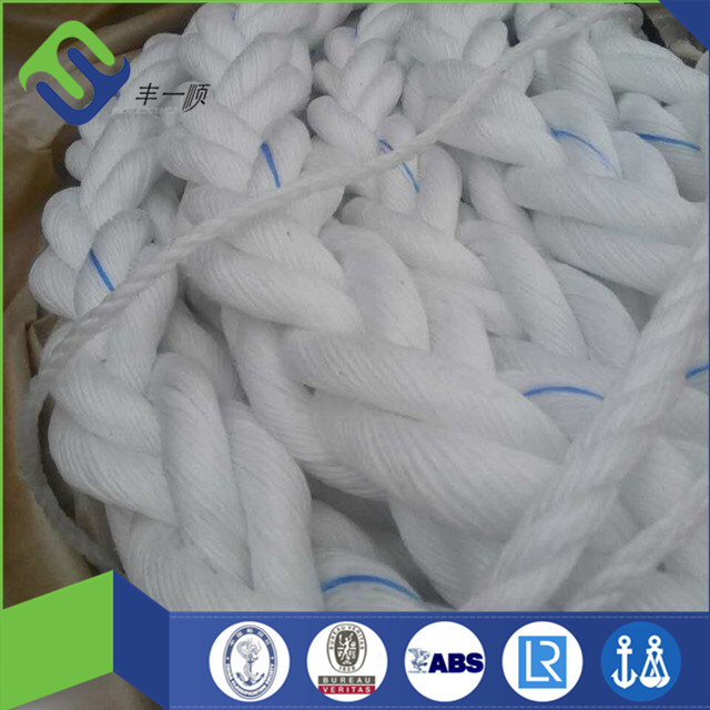China White color 56mm 8 strand Polypropylene monofilament rope for ship  towing factory and manufacturers