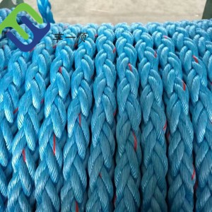 52mm ສີຟ້າຫຼືສີຂາວ 8 strand PP Polyester towing rope