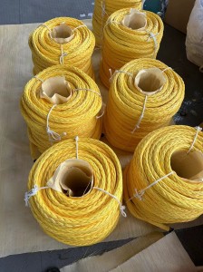 12 Strand 32mm/40mm UHMWPE Spectra Mooring Line Rope With Yellow Color