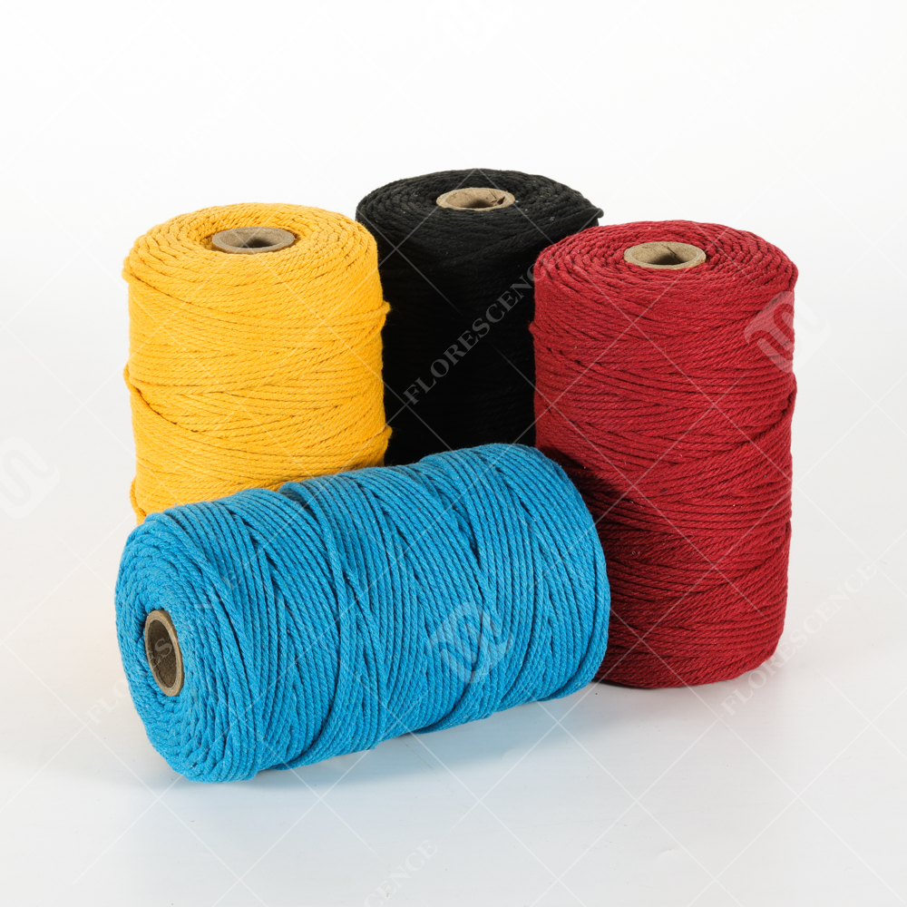 Factory Promotional Double Braided Nylon Rope - Macrame Decoration Colorful 3 Strand Or 4 Strand Cotton Rope 3mmx200m – Florescence