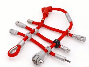 Conectores de corda de playground, dedal de plástico, fivela de alumínio