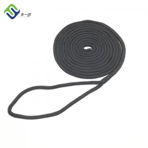 3/8″x15ft Ligne de quai en corde marine tressée double de couleur noire fabriquée en Chine