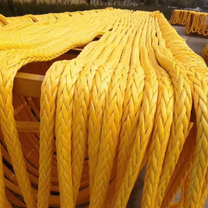 طناب یدک کش دریایی 12 رشته زرد 56 میلی متری UHMWPE Spectra Mooring Rope