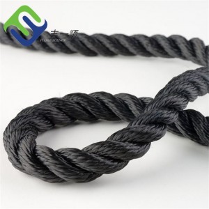 Black Color 28mm 3 Strand Nylon Mooring Ship Rope Hot Sale