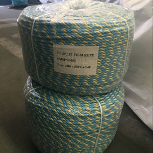 Yellow/Blue Color 6mmx400m Polypropylene Split film twine PP Telstra Rope With High MBL