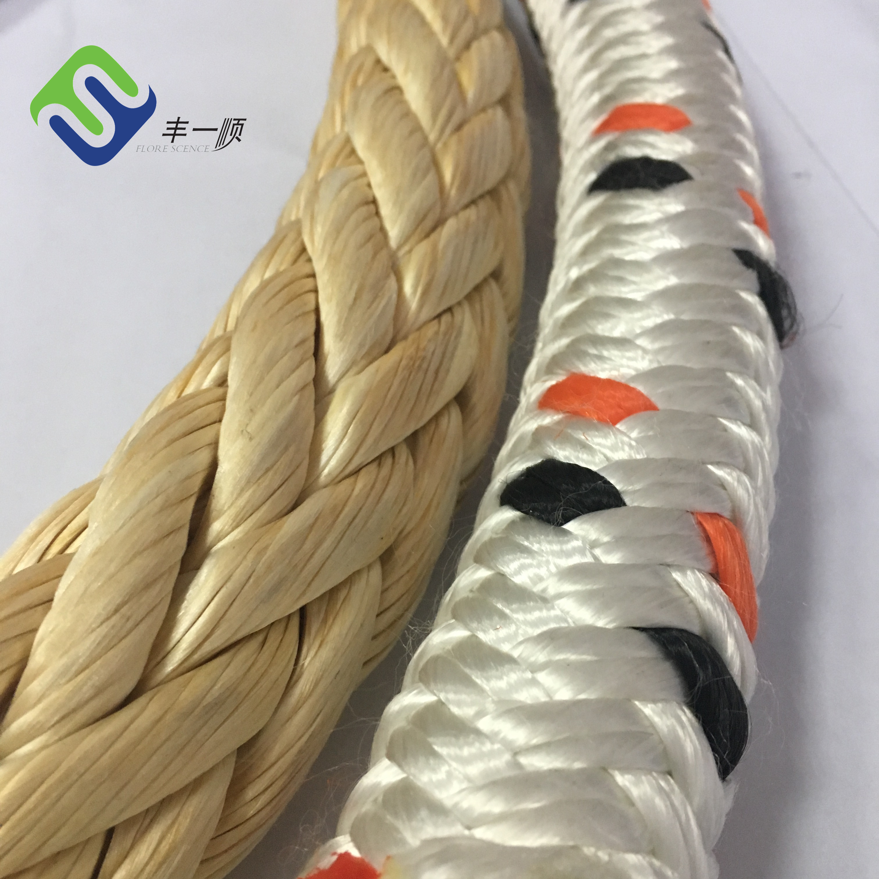 High definition Rope Rescue - 12 Strands Natural Color UHMWPE Braided Spectra Mooring Rope 40mm/50mm/60mm Hot Sale – Florescence