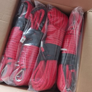 Red Color 10mmx30m UHMWPE Recovery Offroad Winch Rope With High Strength