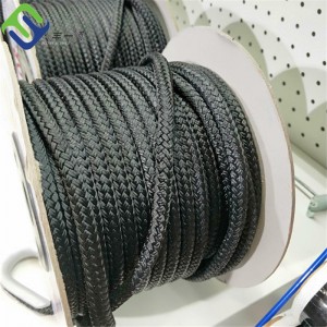 Corde de ligne marine en polyester tressé double couleur noire 12mmx220m