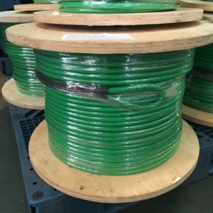 Green 14mm Aramid Braided Rope With Polyurethane Coating for cable pulling