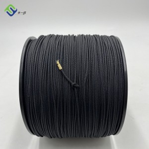 Cuerda de fibra de aramida trenzada ignífuga negra de 4 mm con cubierta de poliéster