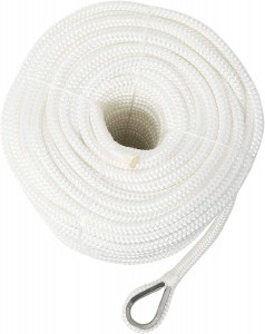 14mmx30m White Color Nylon Double Braided Dock Line Rope With One thimble at each end