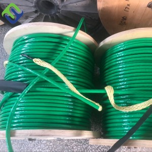 14mm Green Color PU Coated Aramid Fiber Rope For Electrical Cable Pulling