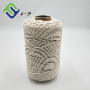 Cuerda de algodón torcida de 3 hilos de 3 mm de material natural para macramé