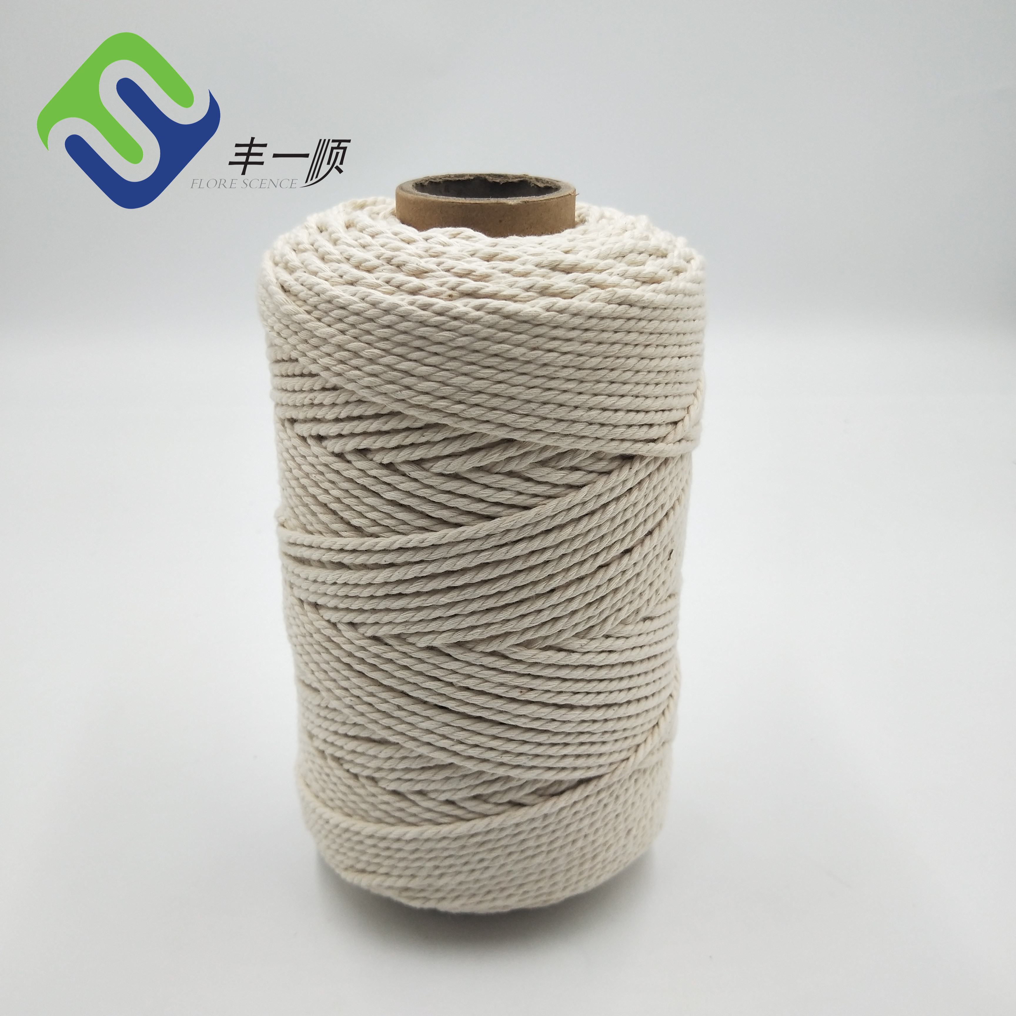 Factory Outlets 5mm Cotton Rope - Natural material 3mm 3 strand twist cotton rope for macrame  – Florescence