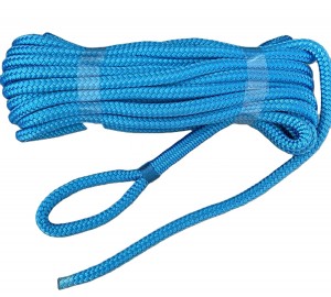 Corda de nylon trançada dupla 3/8" azul 10 mm linha de doca 15 pés