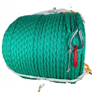 40mm 8 strand PP combination rope with steel wire core for cable laying ship