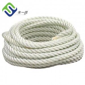 Polyester 3 Llinyn Twisted Rope 12mm Lliw Du Gwyn