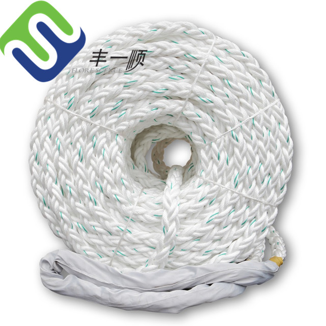 Factory best selling Braided Polyamide Nylon Rope - High strength white Nylon 8 strand braided rope for marine  – Florescence