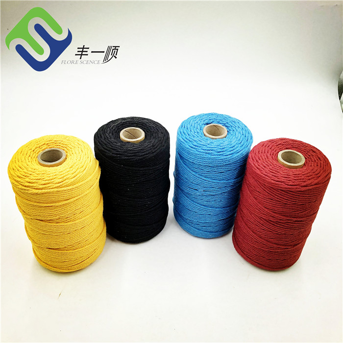 Factory selling Pp Binder Twine Company Pp Rope 6mm Pe Rope - Wholesale 4-strand multiple colored twisted macrame cotton craft rope  – Florescence