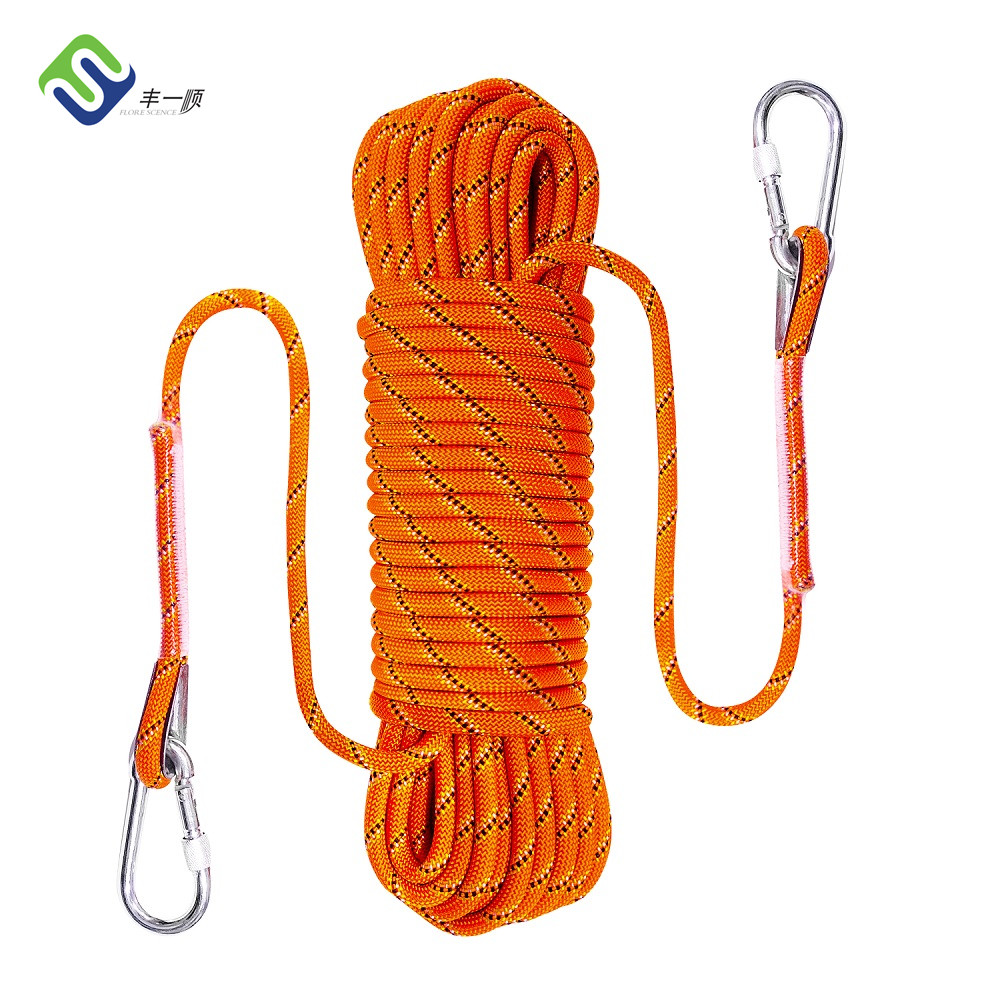 Professional China Sisa Cordage - 10mm Static Polyester 3/8 Inch Rock Climbing Safety Rope With Carabiner – Florescence