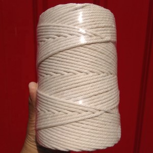Природен памучен јаже со 3 жици од макраме од 3 мм