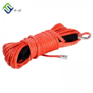 Sintetikong UHMWPE Winch Rope 10mm Electric Winch Rope 30m nga adunay Hook