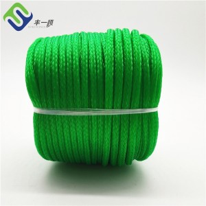 Tiszta zöld színű, 16 szálú, üreges fonott PE csomagolókötél gazdálkodáshoz
