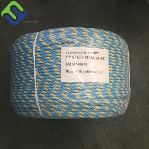 Blue Yellow Polypropylene Cable Hauling Telstra Rope 6mm X 400m with Breaking 595kg