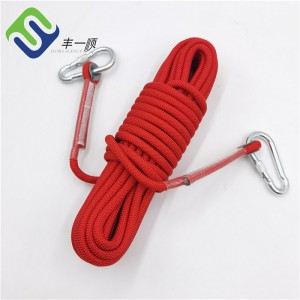 Customized color 10mm Polyester climbing rope with carabiner