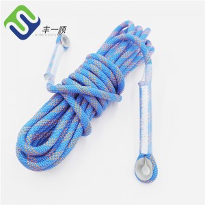 10mm Static Polyester 3/8 Inch Rock Climbing Safety Rope With Carabiner